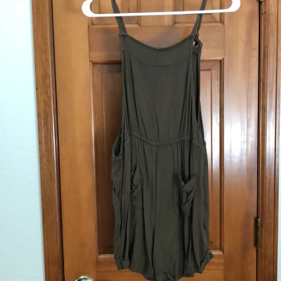 Khaki Green Overall Romper - Picture 2 of 4